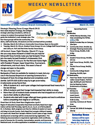 Weekly Newsletter March 20 graphic