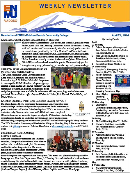 ENMU-Ruidoso Weekly Newsletter April 22 thumbnail