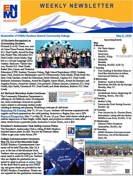 ENMU-Ruidoso Weekly Newsletter, May 6 thumbnail