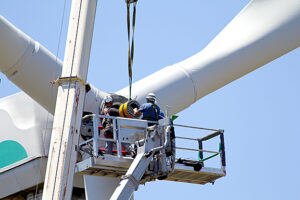 Photo of maintenance of a wind turbine