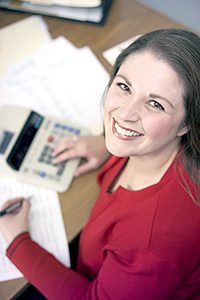 Accountant at her desk
