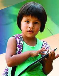 A young girl using a tablet computer