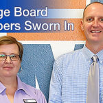 Photo of Romero and Treptow with "College Board Members Sworn In"