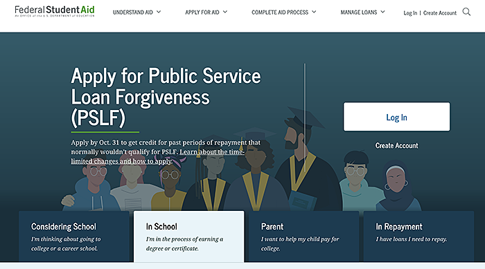 Federal Student Aid home page