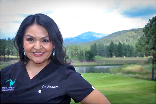 Photo of Dr. Frizzell with Sierra Blanca in the background