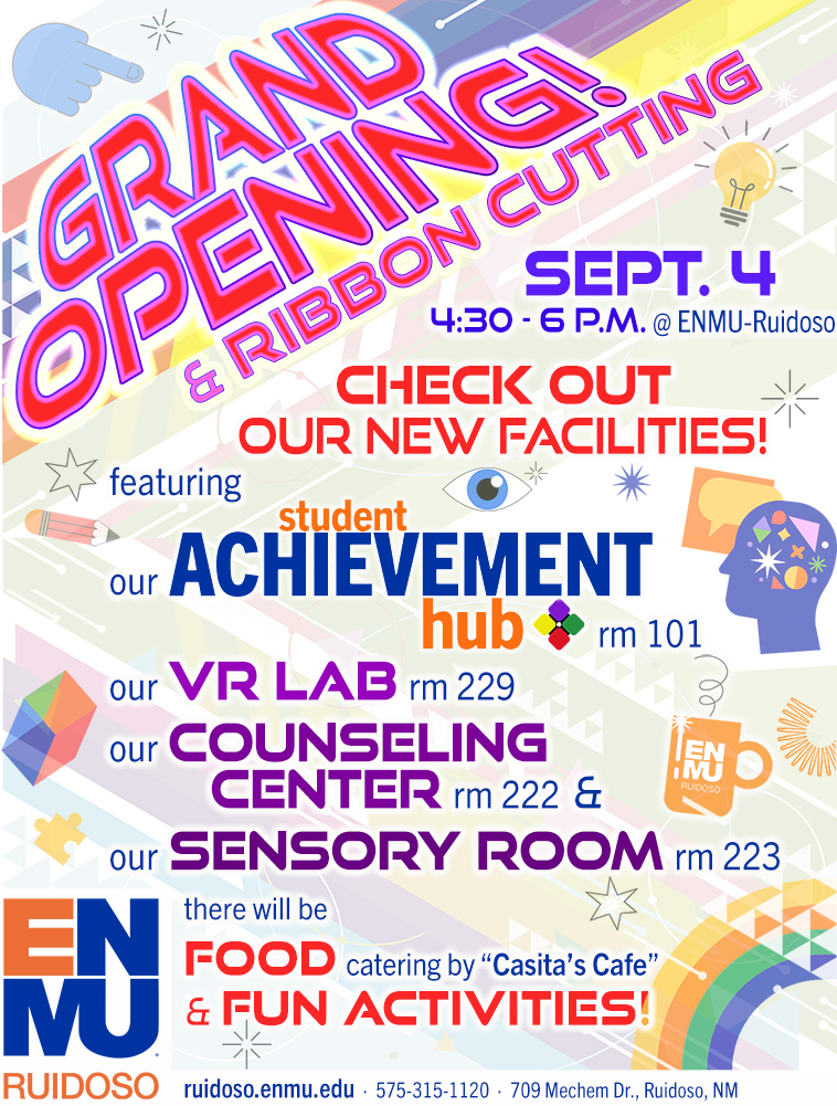 Grand Opening & Ribbon Cutting for Student Achievement Hub, Counseling Center and Sensory Room and new VR Lab, Sept. 4, 4:30 to 6 p.m. graphic