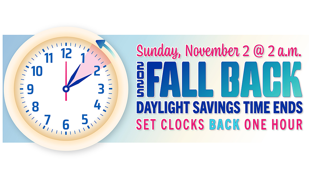 Move clocks back one hour on Nov 2