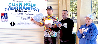 Photo of First Place Winners in 2025 Cornhole Tournament Fundraiser