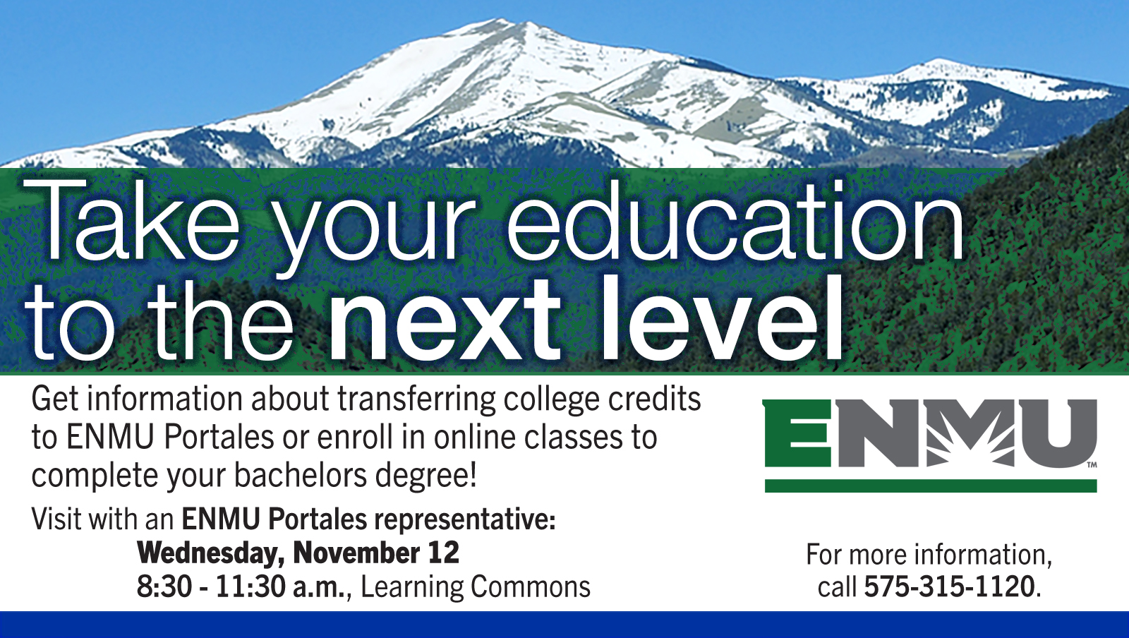 ENMU Portales Rep on Campus, Nov. 12, 8:30-11:30 a.m. in Learning Commons graphic