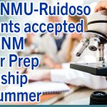 Two ENMU-Ruidoso Students accepted into UNM Career Prep Internship this summer. Graphic with image of person at microscope in lab