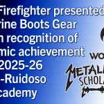 Local Firefighter presented with Wolverine Boots Gear Pack in recognition of academic achievement in the 2025-26 ENMU-Ruidoso Fire Academy graphic