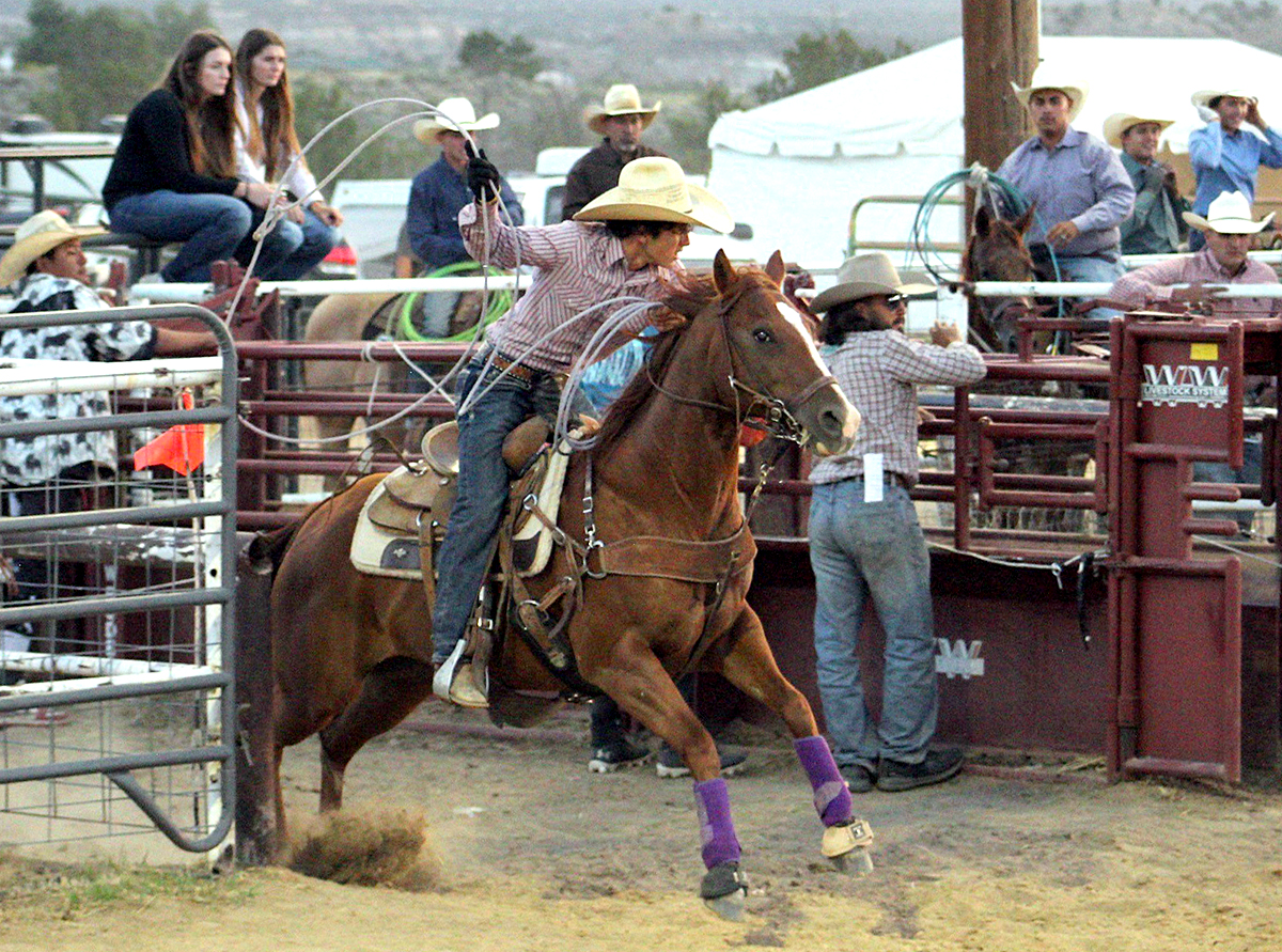 Photo of Marcos Casaus on his horse during rodeo competition