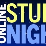 Online Study Nights with photo of woman studying at home in the evening