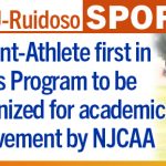 ENMU-Ruidoso Sports, Student Athlete first in Sports Program to be recognized for academic achievement by NJCAA - graphic with photo of Brayden Rocha running in cross country meet